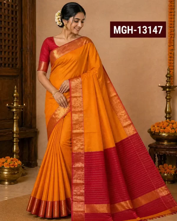 Maheshwari, Pure Cotton Silk , Handloom Saree